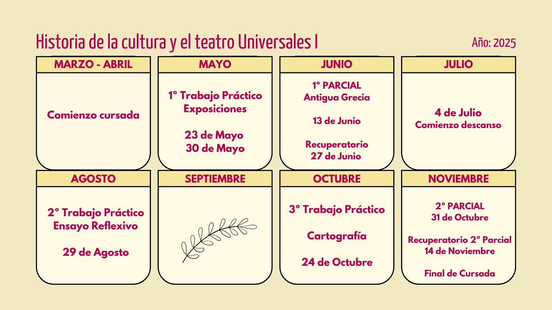 Calendario de actividades